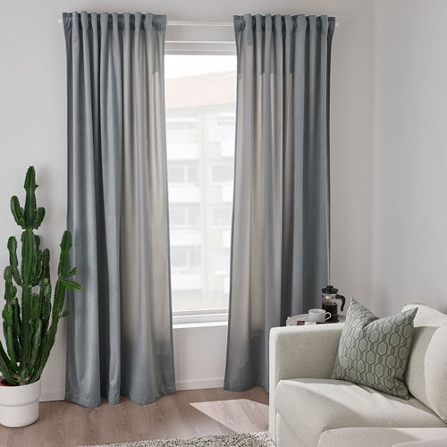 IKEA - SANDSVINGEL, background curtain, 1 pair, grey, 135x300 cm