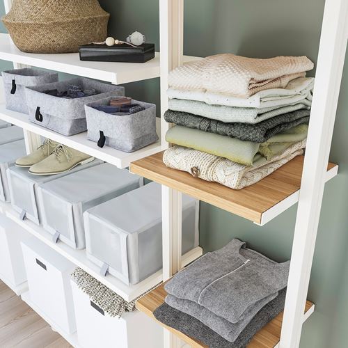 IKEA - ELVARLI, açık dolap, beyaz-bambu, 262x36x222-350 cm