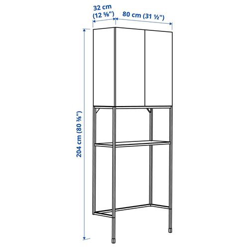 IKEA - ENHET, shelving combination for laundry room and bathroom, white-oak look, 80x32x204 cm