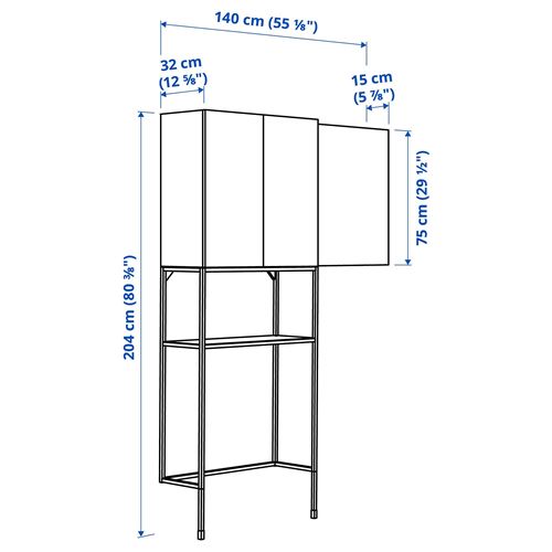 IKEA - ENHET, shelving combination for laundry room and bathroom, white, 140x32x204 cm