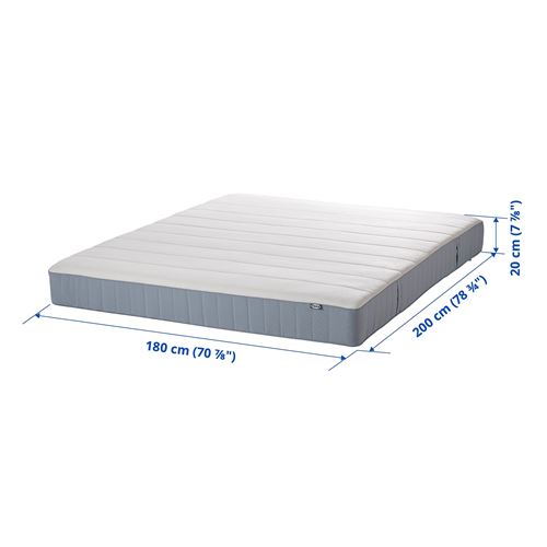 IKEA - VESTERÖY, double bed mattress, light blue, 180x200 cm
