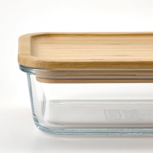 IKEA - IKEA 365+, glass food container with lid, glass/bamboo, 1,0 l