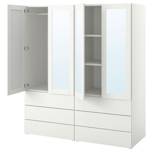 IKEA - PLATSA, PLATSA gardırop, beyaz-ayna, 160x57x181cm