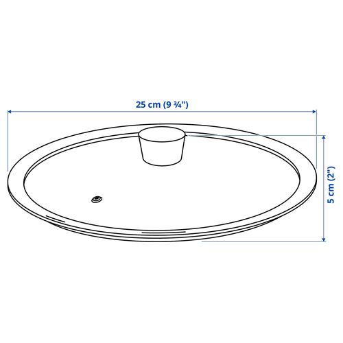 IKEA - KLOCKREN, tencere kapağı, paslanmaz çelik-cam, 25 cm