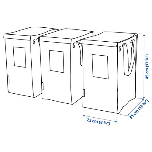 IKEA - DIMPA, çamaşır sepeti, beyaz-koyu gri-açık gri, 35 lt