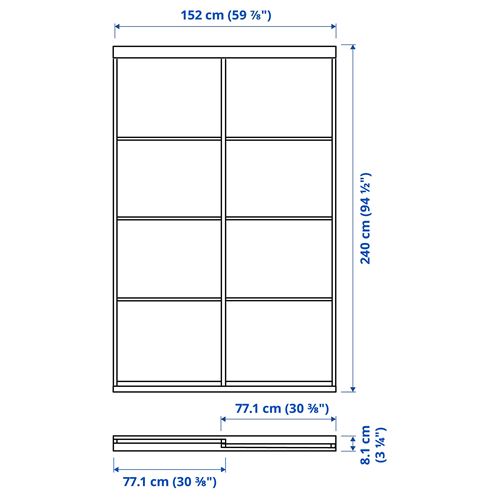 IKEA - SKYTTA/MEHAMN, gömme dolap için sürgü kapak, beyaz-ağartılmış meşe görünümlü, 152x240 cm