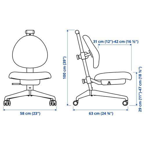 IKEA - DAGNAR, çocuk çalışma sandalyesi, sarı