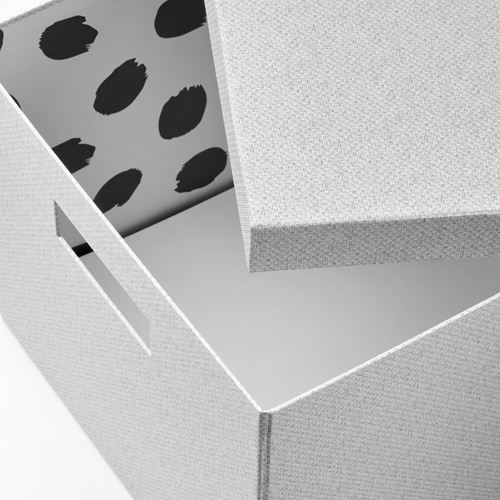 IKEA - TJENA, kapaklı kutu, beyaz-bej, 25x35x20 cm