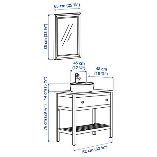 IKEA - HEMNES, bathroom furniture set, white, 82 cm