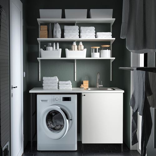 IKEA - ENHET, cabinet combination for laundry room and bathroom, white/anthracite, 139x63.5x87.5 cm