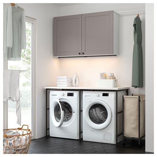 IKEA - ENHET, shelving combination for laundry room and bathroom, gray-anthracite, 139x63.5 cm