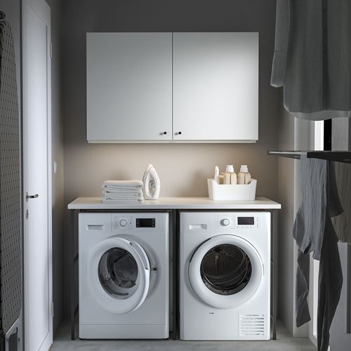 IKEA - ENHET, shelving combination for laundry room and bathroom, white/anthracite, 139x63.5x90.5 cm