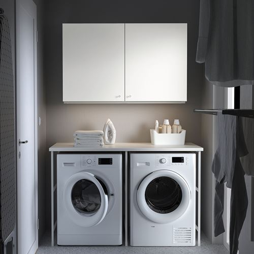 IKEA - ENHET, shelving combination for laundry room and bathroom, white, 139x63.5x90.5 cm