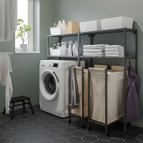 IKEA - ENHET, shelving combination for laundry room and bathroom, anthracite, 160x30x129 cm