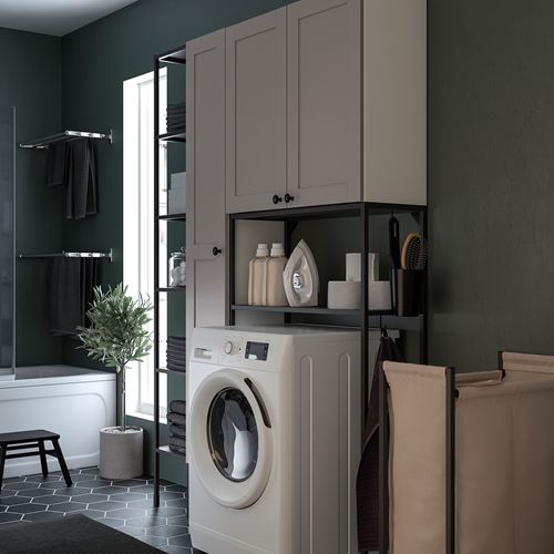 IKEA - ENHET, shelving combination for laundry room and bathroom, gray-anthracite, 80x32x204 cm