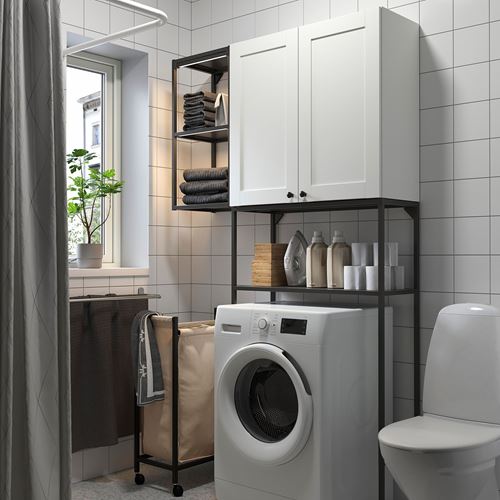 IKEA - ENHET, çamaşır odası ve banyo için raf kombinasyonu, beyaz-antrasit, 120x32x204 cm