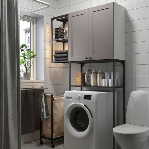 IKEA - ENHET, shelving combination for laundry room and bathroom, gray-anthracite, 120x32x204 cm