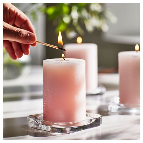 IKEA - LUGNARE, scented block candle, pink, 30 hr