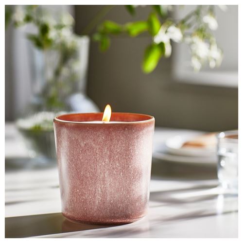 IKEA - LUGNARE, scented candle in pot, pink, 50 hr