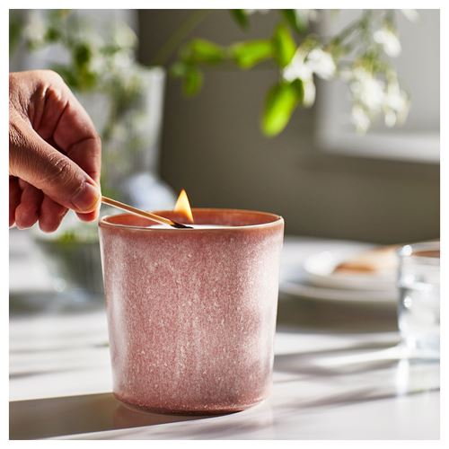 IKEA - LUGNARE, scented candle in pot, pink, 50 hr