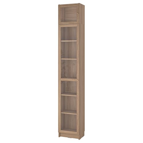 IKEA - BILLY, bookcase with glass door, oak effect, 40x30x237 cm