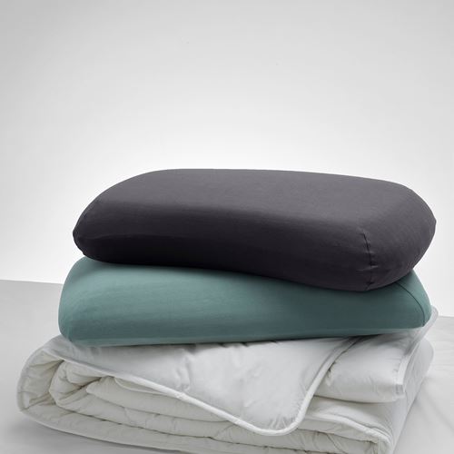 IKEA - TÖCKENFLY, pillowcase for ergonomic pillow, grey, 29x43 cm