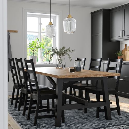 IKEA - SKOGSTA/NORDVIKEN, dining set, acacia/black, 6 chairs