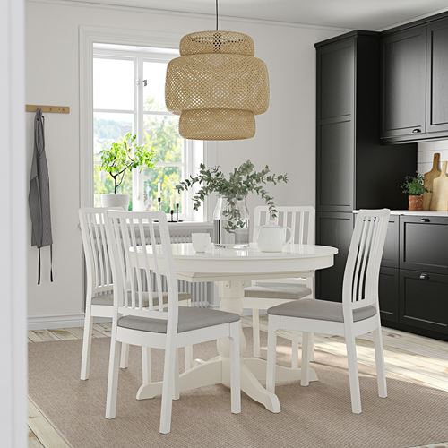 IKEA - INGATORP/EKEDALEN, yemek masası takımı, beyaz-gri, 4 sandalyeli