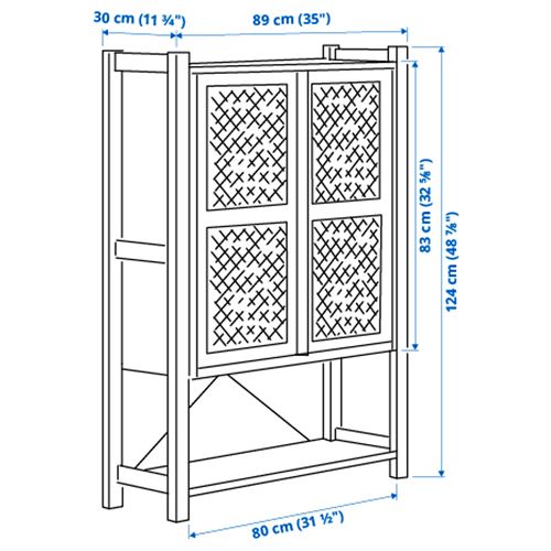 IKEA - IVAR, cabinet with door, pine/green, 89x30x124 cm