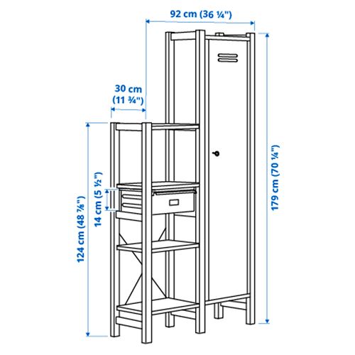 IKEA - IVAR, shelving unit with cabinet, pine/white, 92x30x179 cm