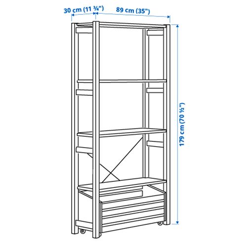 IKEA - IVAR, shelving unit, pine, 89x30x179 cm