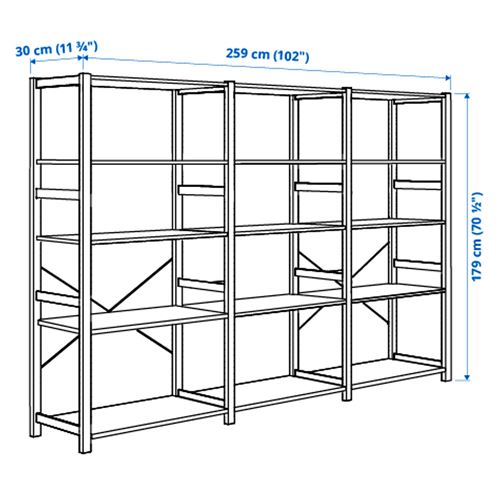 IKEA - IVAR, shelving unit, pine, 259x30x179 cm