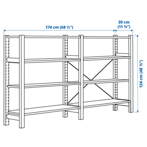 IKEA - IVAR, shelving unit, pine, 174x30x124 cm