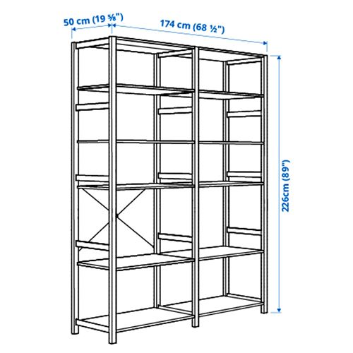 IKEA - IVAR, shelving unit, pine, 174x50x226 cm