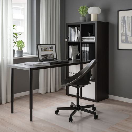 IKEA - LAGKAPTEN/KALLAX, desk with bookshelf, black-brown/black