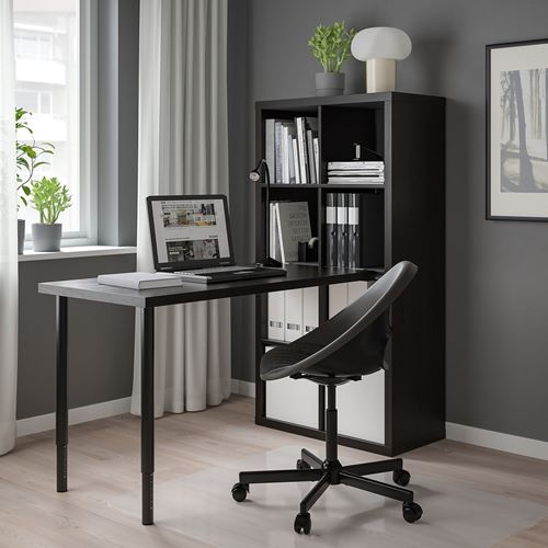 IKEA - LAGKAPTEN/KALLAX, desk with bookshelf, black-brown/black