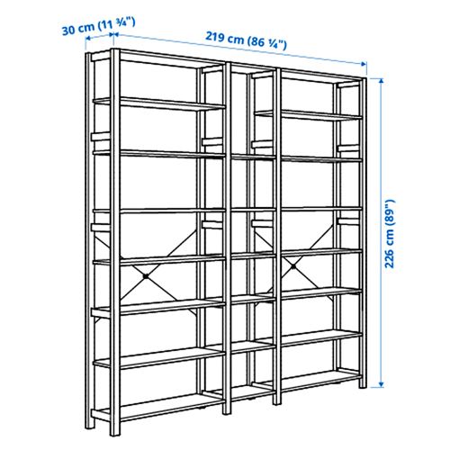 IKEA - IVAR, raf ünitesi, çam, 219x30x226 cm