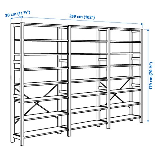 IKEA - IVAR, shelving unit, pine, 259x30x179 cm