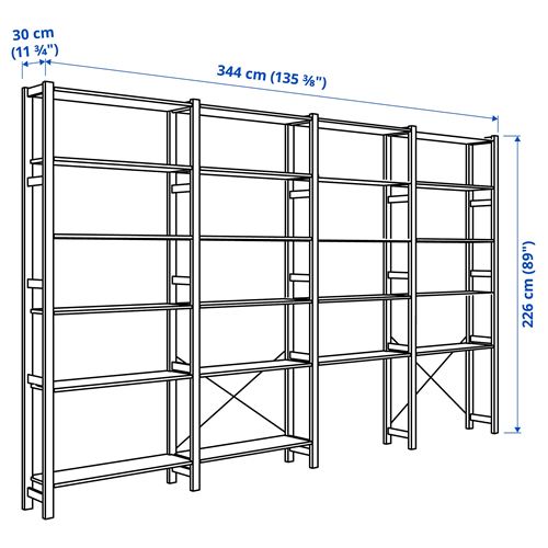 IKEA - IVAR, shelving unit, pine, 344x30x226 cm