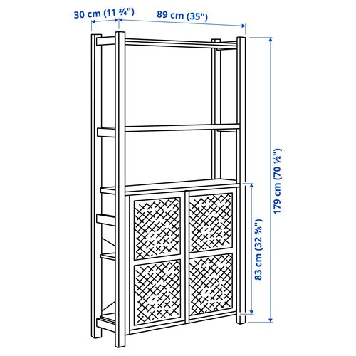 IKEA - IVAR, kapaklı raf ünitesi, çam, 89x30x179 cm