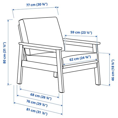 IKEA - BONDHOLMEN, garden armchair, grey