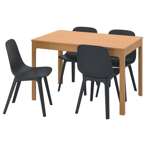 IKEA - EKEDALEN/ODGER, dining set, oak/antrachite, 4 chairs