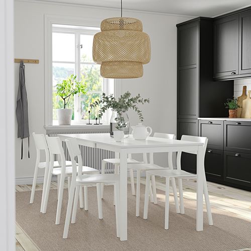 IKEA - VANGSTA/JANINGE, kitchen table set, white, 6 chairs