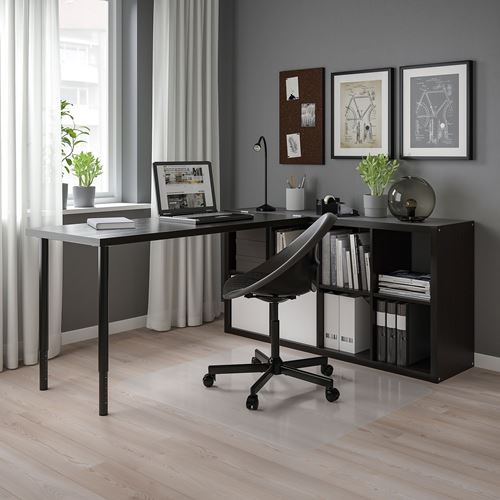 IKEA - LAGKAPTEN/KALLAX, desk with bookshelf, black-brown/black