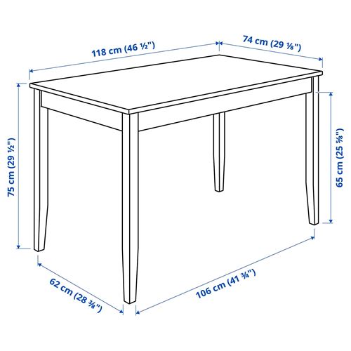 IKEA - LERHAMN, mutfak masası, açık antika vernik-beyaz vernik, 4 kişilik