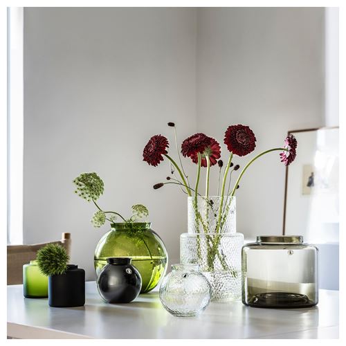 IKEA - KONSTFULL, cam vazo, siyah, 10 cm