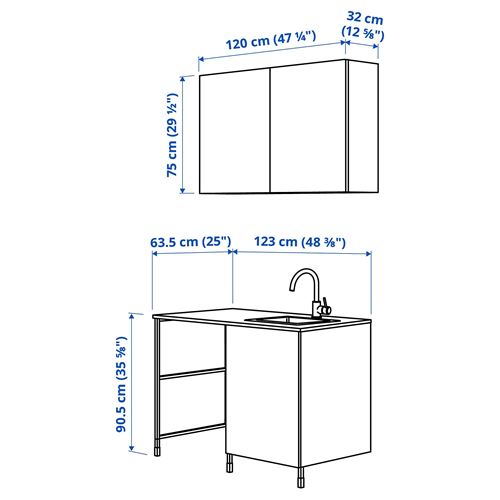 IKEA - ENHET, çamaşır odası ve banyo için dolap kombinasyonu, beyaz-dekoratif beyaz, 139x63.5x87.5 cm