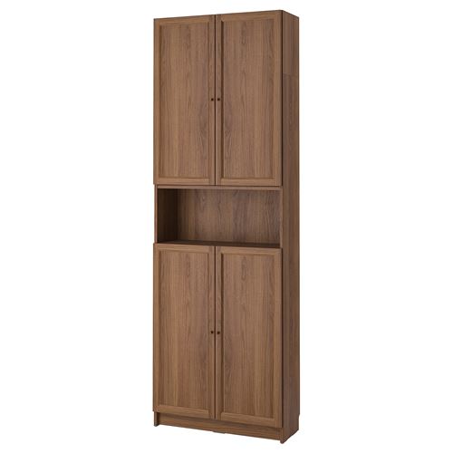 IKEA - BILLY, bookcase with door, brown walnut effect, 80x30x237 cm