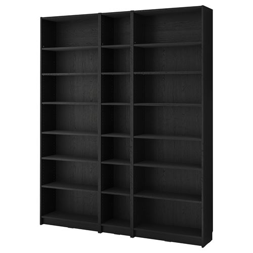 IKEA - BILLY, bookcase, Black oak effect, 200x28x237 cm