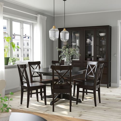 IKEA - INGATORP/INGOLF, dining set, black, 6 chairs